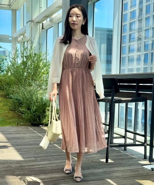 Couture Brooch / クチュールブローチ ロング・マキシ丈ワンピース | 【二の腕カバー・楽ちん・通勤】シフォンプリーツワンピース | 詳細21