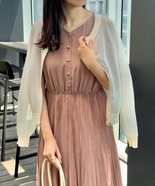 Couture Brooch / クチュールブローチ ロング・マキシ丈ワンピース | 【二の腕カバー・楽ちん・通勤】シフォンプリーツワンピース | 詳細24