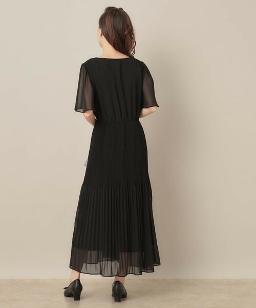 Couture Brooch / クチュールブローチ ロング・マキシ丈ワンピース | 【二の腕カバー・楽ちん・通勤】シフォンプリーツワンピース | 詳細3