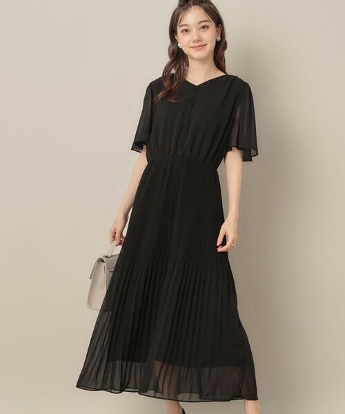 Couture Brooch / クチュールブローチ ロング・マキシ丈ワンピース | 【二の腕カバー・楽ちん・通勤】シフォンプリーツワンピース | 詳細4