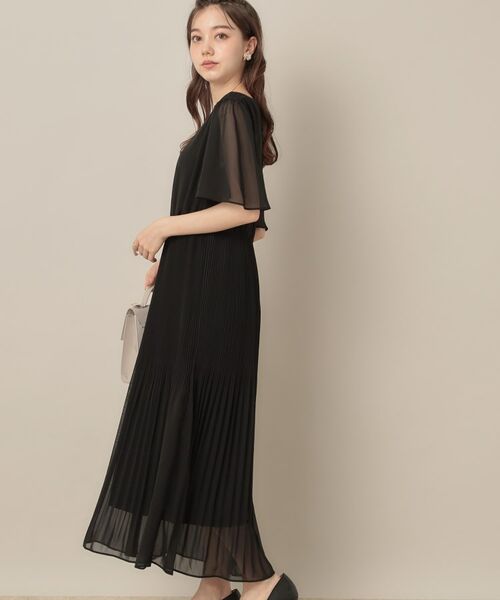 Couture Brooch / クチュールブローチ ロング・マキシ丈ワンピース | 【二の腕カバー・楽ちん・通勤】シフォンプリーツワンピース | 詳細5
