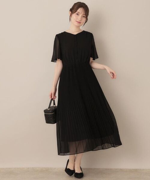 Couture Brooch / クチュールブローチ ロング・マキシ丈ワンピース | 【二の腕カバー・楽ちん・通勤】シフォンプリーツワンピース | 詳細7