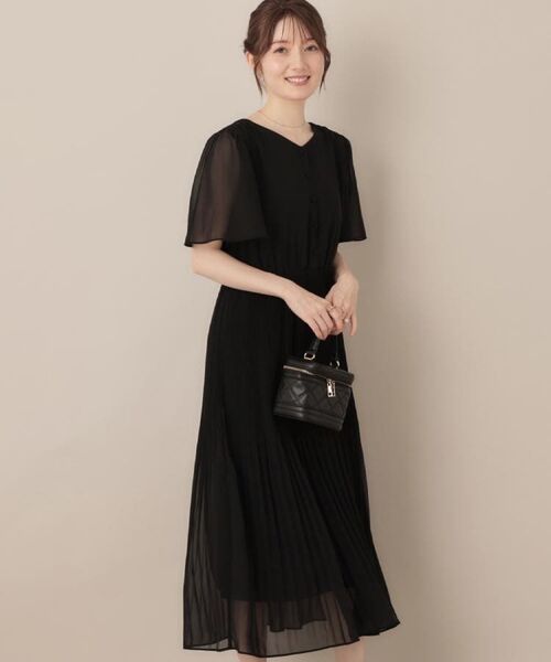 Couture Brooch / クチュールブローチ ロング・マキシ丈ワンピース | 【二の腕カバー・楽ちん・通勤】シフォンプリーツワンピース | 詳細8