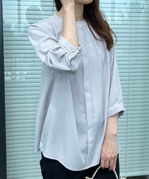 Couture Brooch / クチュールブローチ シャツ・ブラウス | 【6分袖・通勤】配色ジョーゼットブラウス | 詳細20