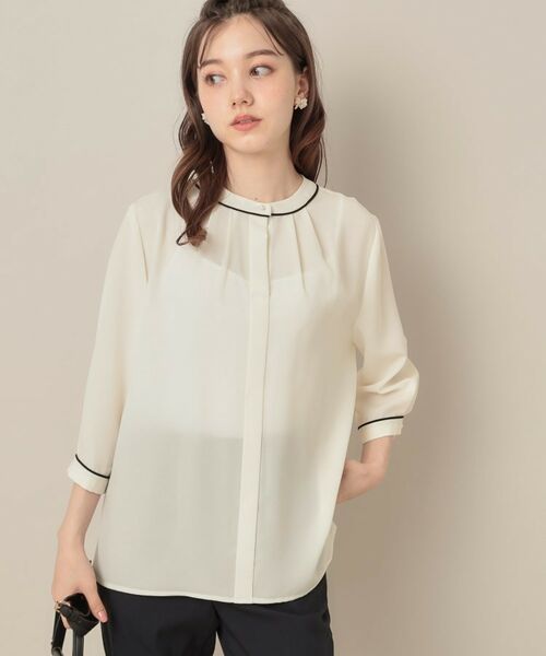 Couture Brooch / クチュールブローチ シャツ・ブラウス | 【6分袖・通勤】配色ジョーゼットブラウス | 詳細4