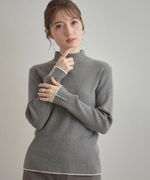 Couture Brooch / クチュールブローチ ニット・セーター | 【多機能・フェミニン】パール調リブニット | 詳細17