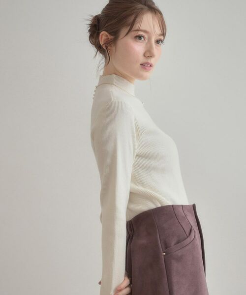 Couture Brooch / クチュールブローチ ニット・セーター | 【多機能・フェミニン】パール調リブニット | 詳細5