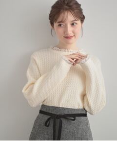 Couture Brooch / クチュールブローチ ニット・セーター | 【大人上品・着映え】ケーブルレース バックリボンニット