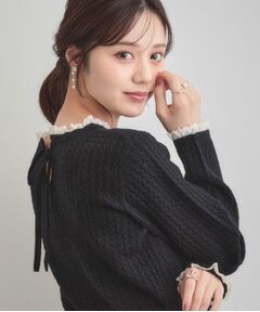 Couture Brooch / クチュールブローチ ニット・セーター | 【大人上品・着映え】ケーブルレース バックリボンニット