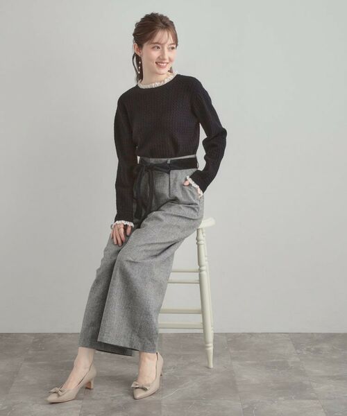 Couture Brooch / クチュールブローチ ニット・セーター | 【大人上品・着映え】ケーブルレース バックリボンニット | 詳細14