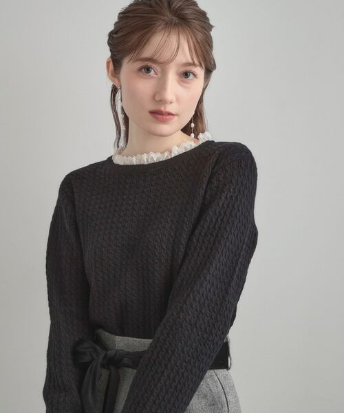 Couture Brooch / クチュールブローチ ニット・セーター | 【大人上品・着映え】ケーブルレース バックリボンニット | 詳細15