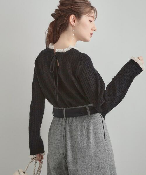 Couture Brooch / クチュールブローチ ニット・セーター | 【大人上品・着映え】ケーブルレース バックリボンニット | 詳細16