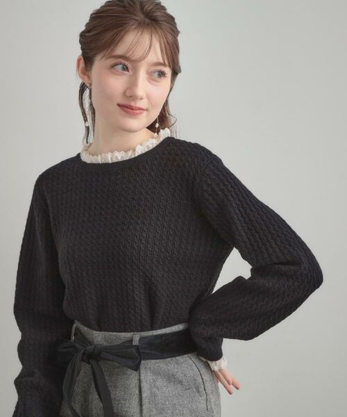 Couture Brooch / クチュールブローチ ニット・セーター | 【大人上品・着映え】ケーブルレース バックリボンニット | 詳細17