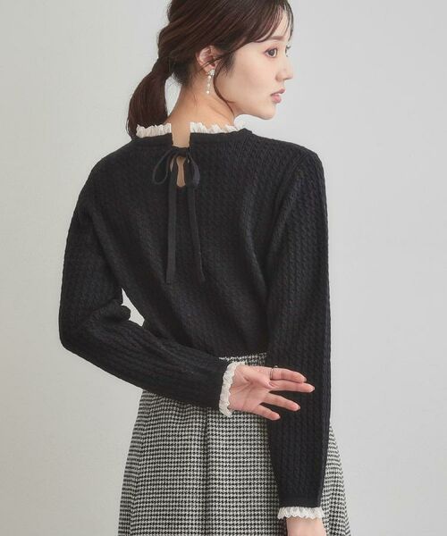 Couture Brooch / クチュールブローチ ニット・セーター | 【大人上品・着映え】ケーブルレース バックリボンニット | 詳細20