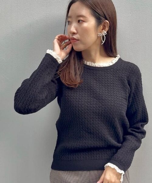 Couture Brooch / クチュールブローチ ニット・セーター | 【大人上品・着映え】ケーブルレース バックリボンニット | 詳細24