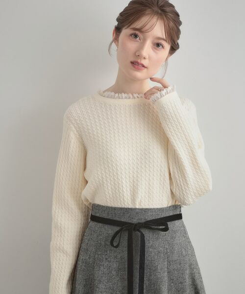 Couture Brooch / クチュールブローチ ニット・セーター | 【大人上品・着映え】ケーブルレース バックリボンニット | 詳細4