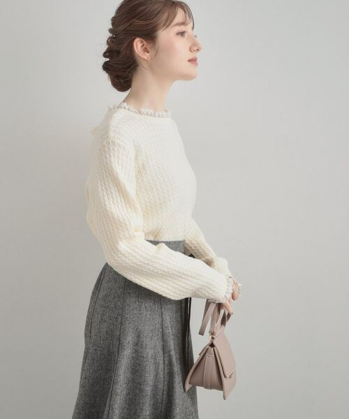 Couture Brooch / クチュールブローチ ニット・セーター | 【大人上品・着映え】ケーブルレース バックリボンニット | 詳細5