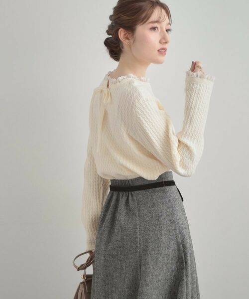 Couture Brooch / クチュールブローチ ニット・セーター | 【大人上品・着映え】ケーブルレース バックリボンニット | 詳細6