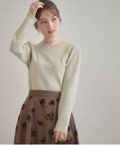 Couture Brooch / クチュールブローチ ニット・セーター | 【大人可愛い・リボン取り外し可】前後2WAYラメリブ シアープチフリルニット