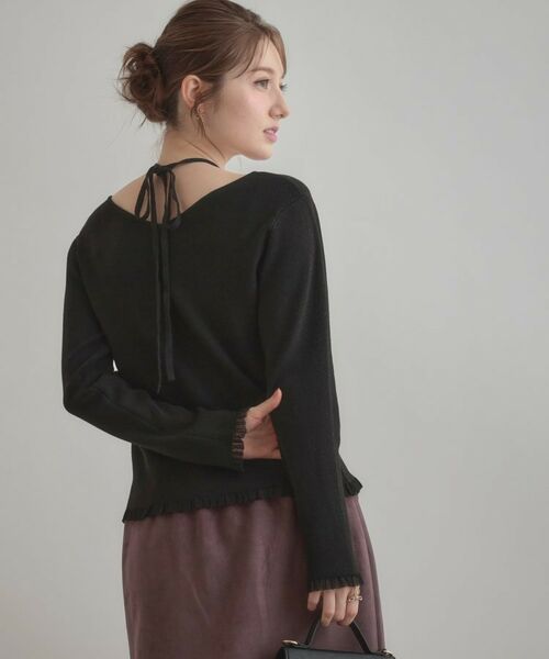 Couture Brooch / クチュールブローチ ニット・セーター | 【大人可愛い・リボン取り外し可】前後2WAYラメリブ シアープチフリルニット | 詳細20