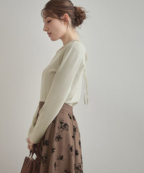 Couture Brooch / クチュールブローチ ニット・セーター | 【大人可愛い・リボン取り外し可】前後2WAYラメリブ シアープチフリルニット | 詳細4