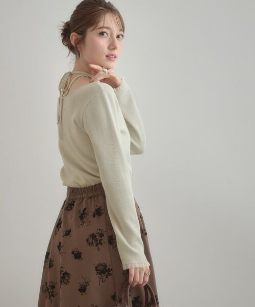 Couture Brooch / クチュールブローチ ニット・セーター | 【大人可愛い・リボン取り外し可】前後2WAYラメリブ シアープチフリルニット | 詳細5