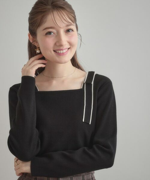 Couture Brooch / クチュールブローチ ニット・セーター | 【着映え・フェミニン・高見え】配色リボン総針ニットトップス | 詳細13