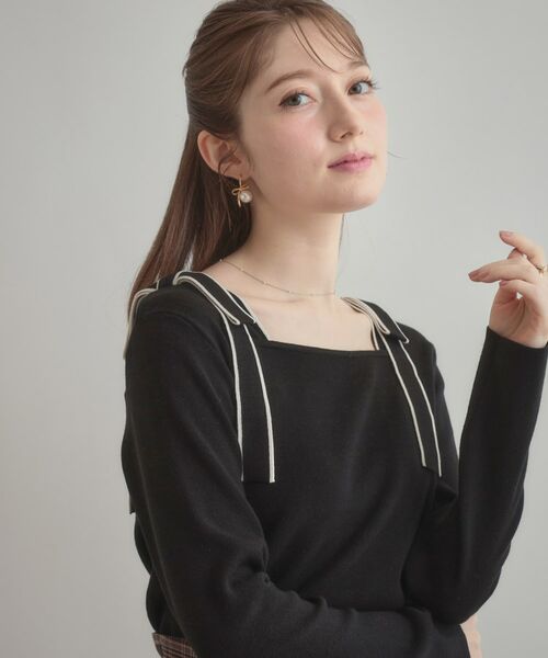 Couture Brooch / クチュールブローチ ニット・セーター | 【着映え・フェミニン・高見え】配色リボン総針ニットトップス | 詳細14