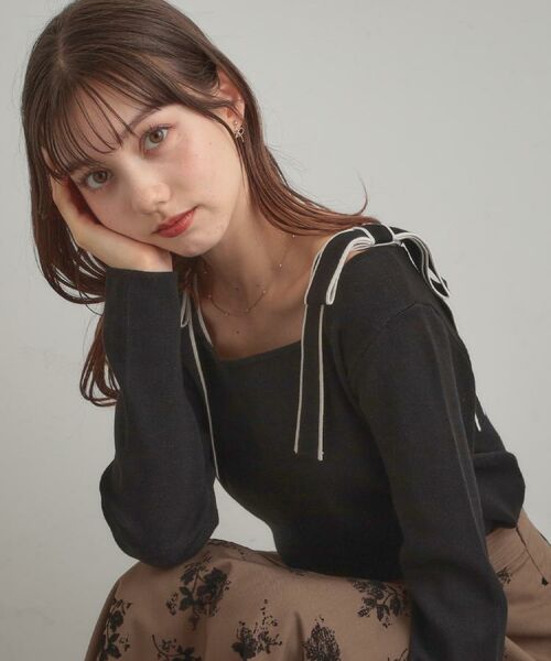 Couture Brooch / クチュールブローチ ニット・セーター | 【着映え・フェミニン・高見え】配色リボン総針ニットトップス | 詳細19