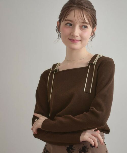 Couture Brooch / クチュールブローチ ニット・セーター | 【着映え・フェミニン・高見え】配色リボン総針ニットトップス | 詳細28