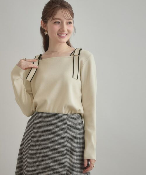 Couture Brooch / クチュールブローチ ニット・セーター | 【着映え・フェミニン・高見え】配色リボン総針ニットトップス | 詳細4