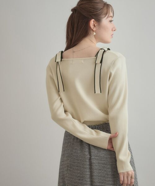 Couture Brooch / クチュールブローチ ニット・セーター | 【着映え・フェミニン・高見え】配色リボン総針ニットトップス | 詳細6