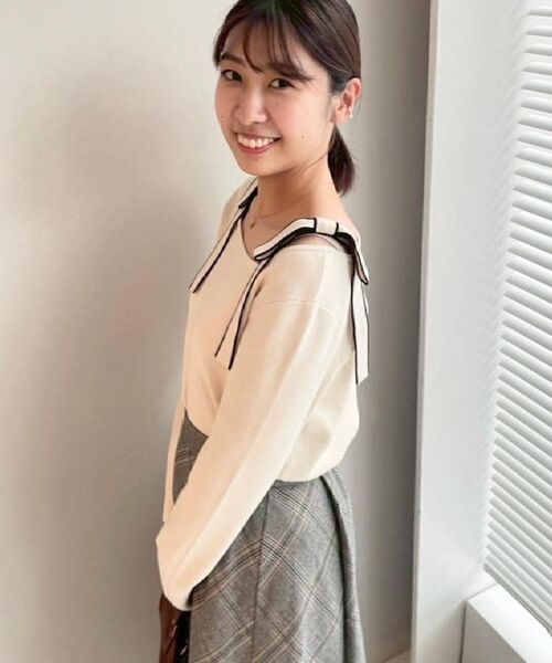 Couture Brooch / クチュールブローチ ニット・セーター | 【着映え・フェミニン・高見え】配色リボン総針ニットトップス | 詳細9