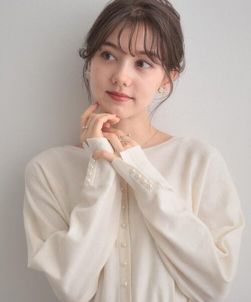 Couture Brooch / クチュールブローチ ニット・セーター | 【大人上品・通勤・前後2WAY】バックパール調ドルマンニット(アイボリー(004))