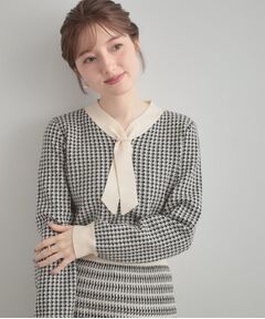 Couture Brooch / クチュールブローチ ニット・セーター | 【クラシカル・大人レディ】千鳥ジャカードパール調タイニットトップス