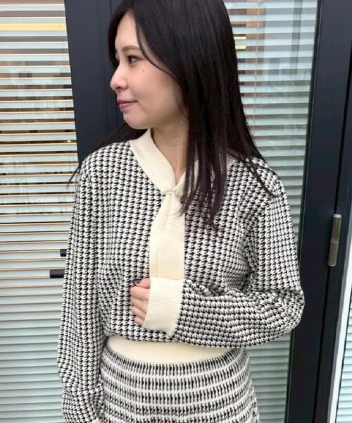 Couture Brooch / クチュールブローチ ニット・セーター | 【クラシカル・大人レディ】千鳥ジャカードパール調タイニットトップス | 詳細10