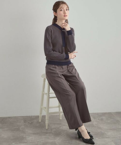 Couture Brooch / クチュールブローチ ニット・セーター | 【クラシカル・大人レディ】千鳥ジャカードパール調タイニットトップス | 詳細12