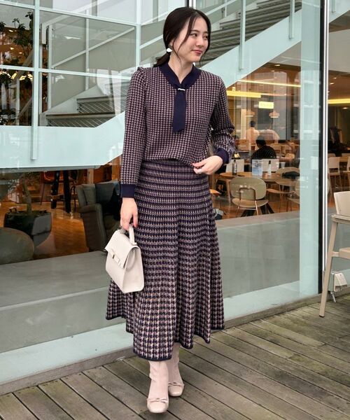 Couture Brooch / クチュールブローチ ニット・セーター | 【クラシカル・大人レディ】千鳥ジャカードパール調タイニットトップス | 詳細19