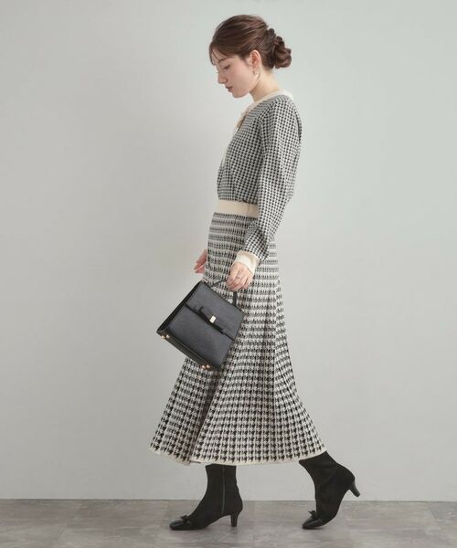 Couture Brooch / クチュールブローチ ニット・セーター | 【クラシカル・大人レディ】千鳥ジャカードパール調タイニットトップス | 詳細2