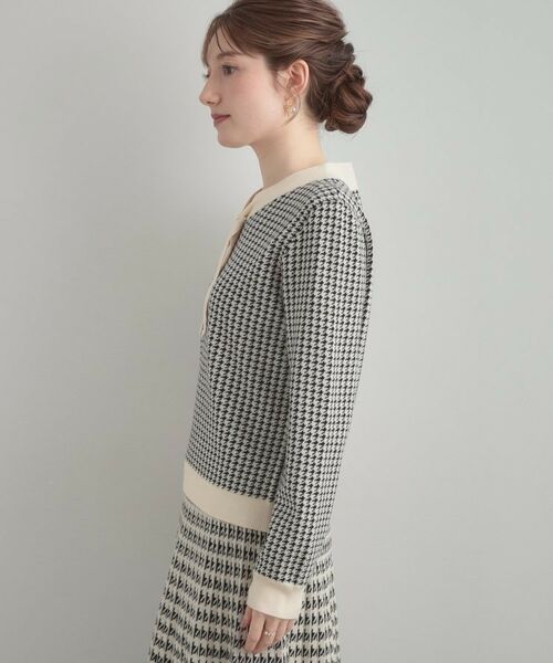 Couture Brooch / クチュールブローチ ニット・セーター | 【クラシカル・大人レディ】千鳥ジャカードパール調タイニットトップス | 詳細26