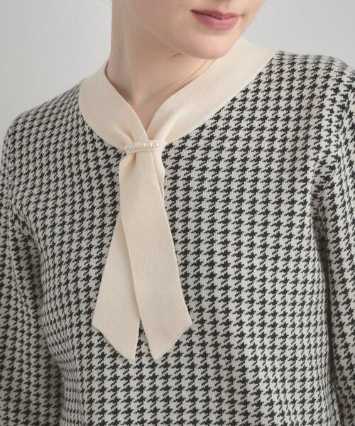 Couture Brooch / クチュールブローチ ニット・セーター | 【クラシカル・大人レディ】千鳥ジャカードパール調タイニットトップス | 詳細28