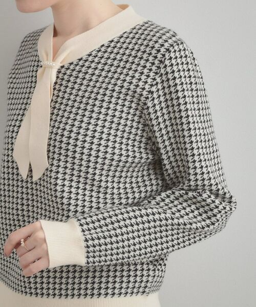 Couture Brooch / クチュールブローチ ニット・セーター | 【クラシカル・大人レディ】千鳥ジャカードパール調タイニットトップス | 詳細29