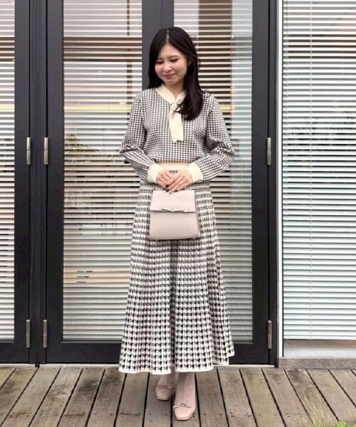 Couture Brooch / クチュールブローチ ニット・セーター | 【クラシカル・大人レディ】千鳥ジャカードパール調タイニットトップス | 詳細7