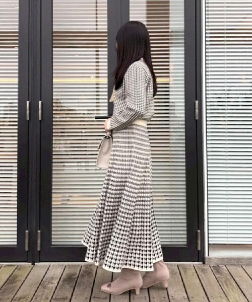 Couture Brooch / クチュールブローチ ニット・セーター | 【クラシカル・大人レディ】千鳥ジャカードパール調タイニットトップス | 詳細8