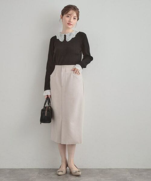 Couture Brooch / クチュールブローチ ニット・セーター | 【着映え・フェミニン・通勤】レース衿カフス付きリブニット | 詳細11