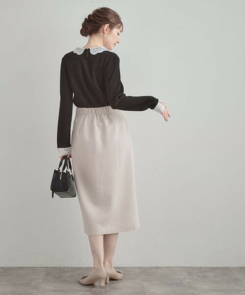 Couture Brooch / クチュールブローチ ニット・セーター | 【着映え・フェミニン・通勤】レース衿カフス付きリブニット | 詳細13