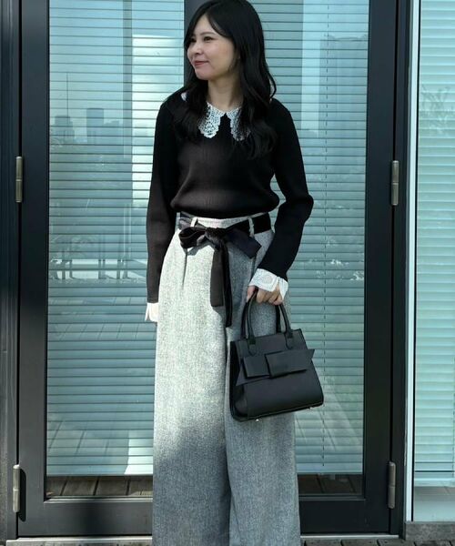 Couture Brooch / クチュールブローチ ニット・セーター | 【着映え・フェミニン・通勤】レース衿カフス付きリブニット | 詳細19