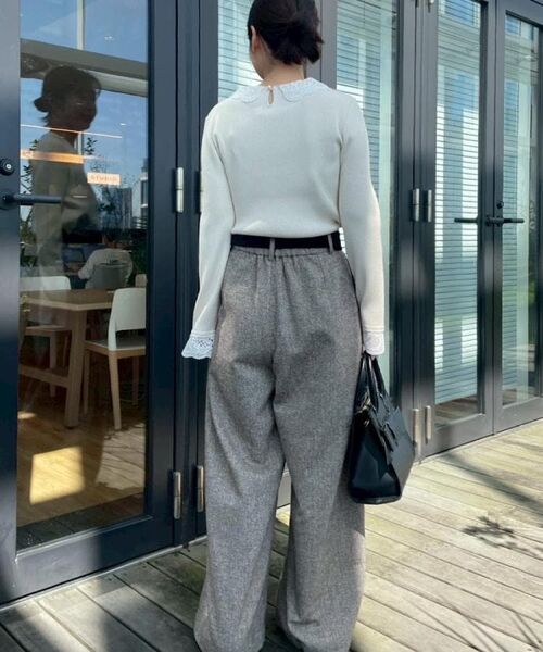 Couture Brooch / クチュールブローチ ニット・セーター | 【着映え・フェミニン・通勤】レース衿カフス付きリブニット | 詳細9