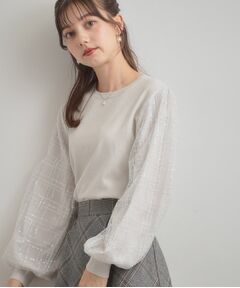 Couture Brooch / クチュールブローチ ニット・セーター | 【フェミニン・着映え】袖チェックチュール ドッキングニット