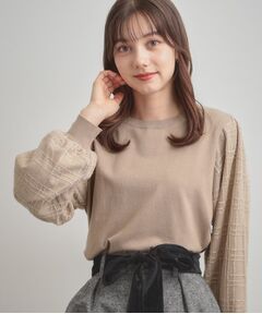 Couture Brooch / クチュールブローチ ニット・セーター | 【フェミニン・着映え】袖チェックチュール ドッキングニット